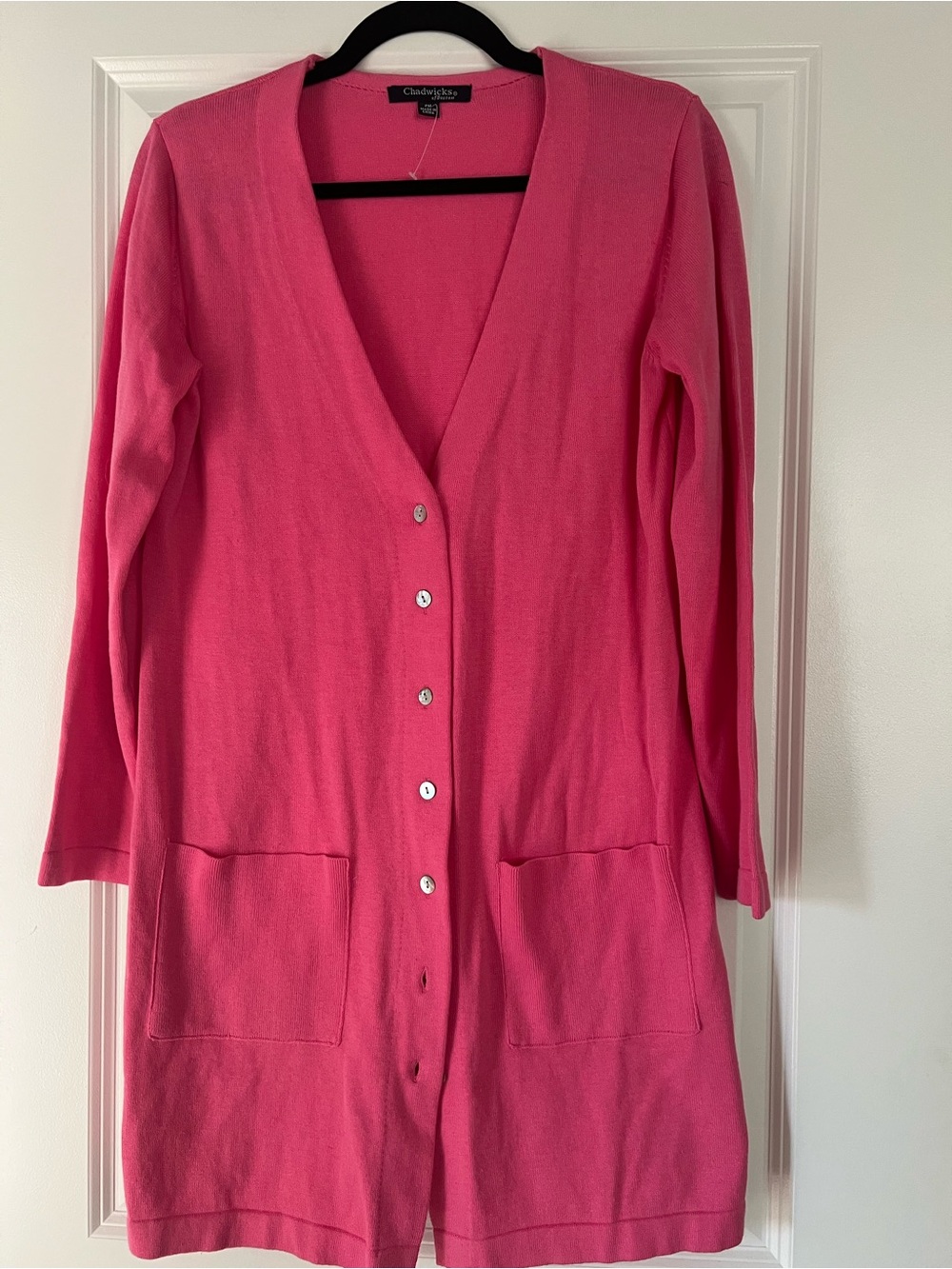 Chadwicks Hot Pink Long Button-Front Cardigan NWOT